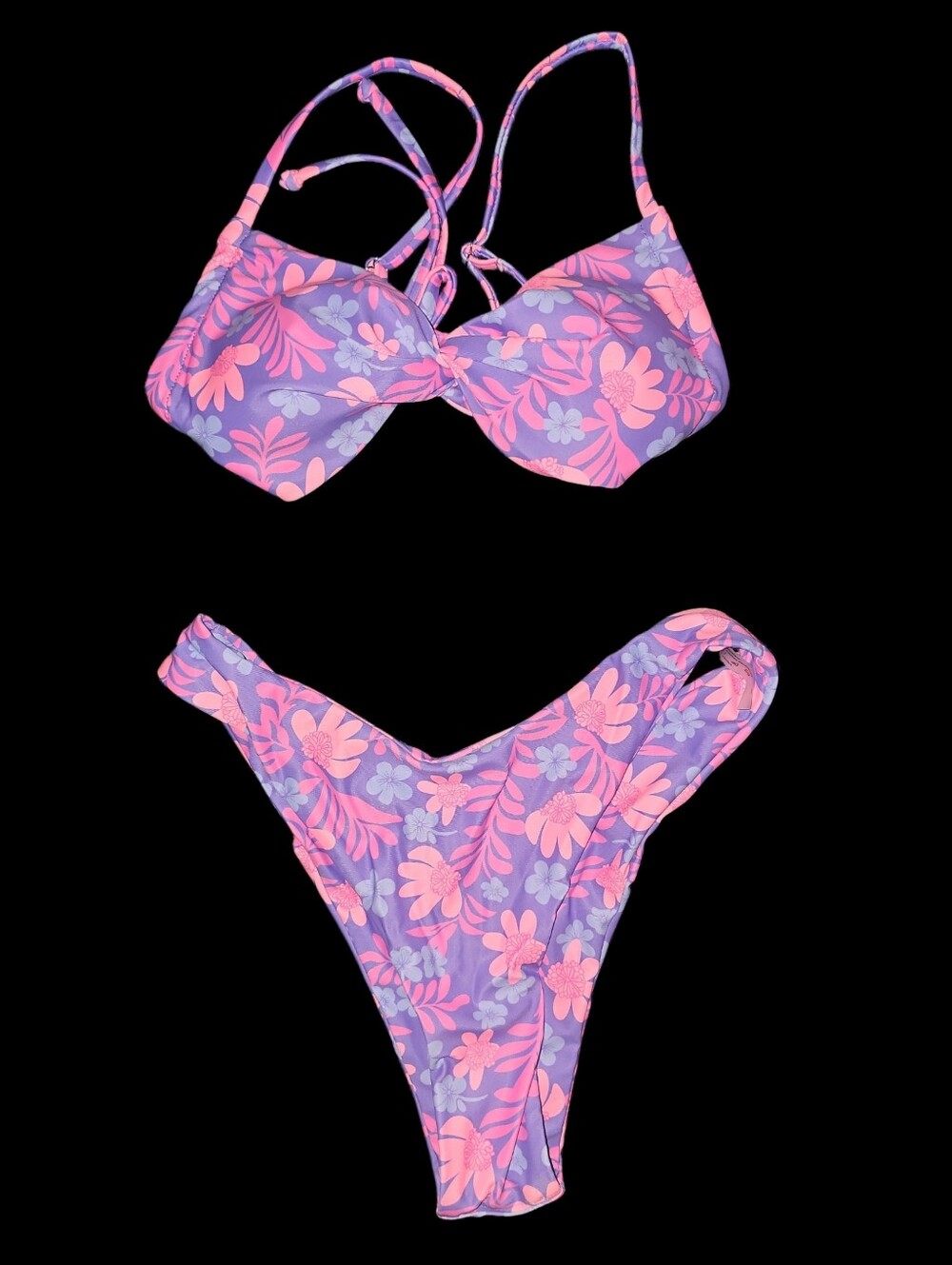 Nwt! 2-piece Colorful Floral Bikini Swimsuit Set